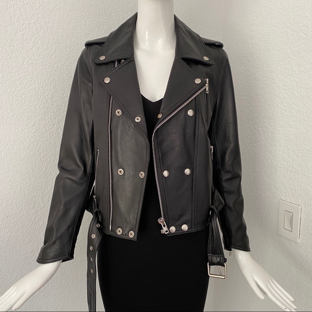 BALLIN Double breasted moto Leather Jacket